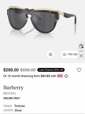 Burberry Bl Tortoise and Silver Oversized Shield Sunglasses